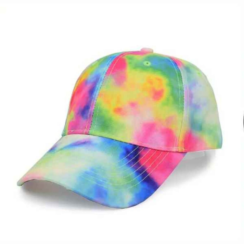 Women's Neon Rainbow Tie Dye Baseball Hat